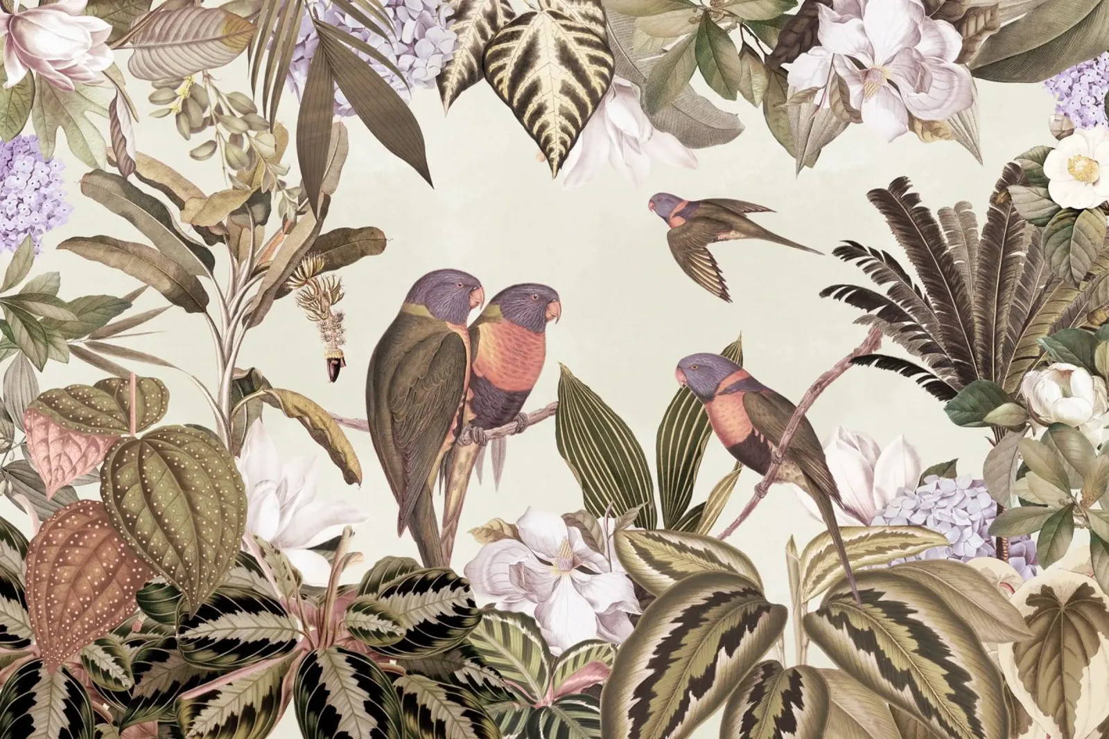 Nostalgico tropicale colorato pappagalli fauna selvatica giungla pellicola backlit da Vintage World - Uta Naumann