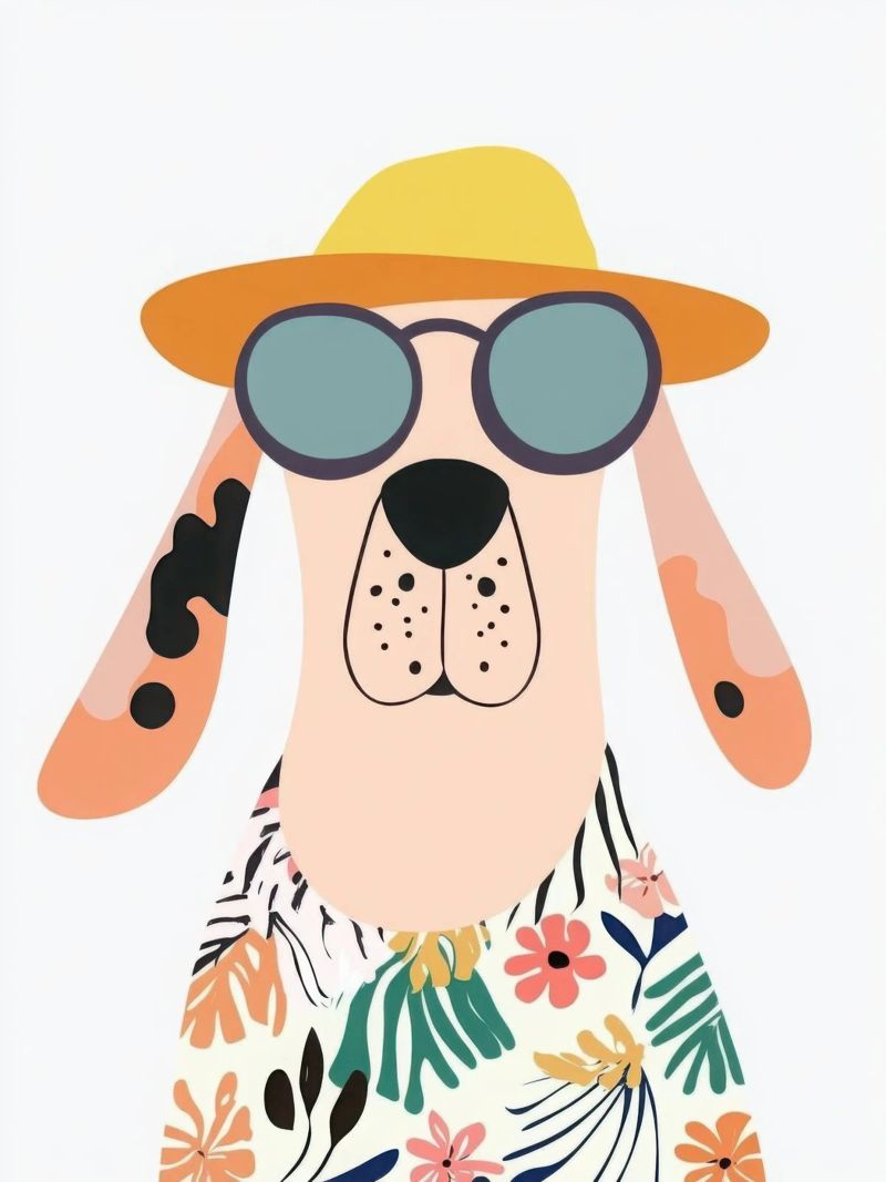 Chien tropical poster by So Cute Land - Affiches et posters