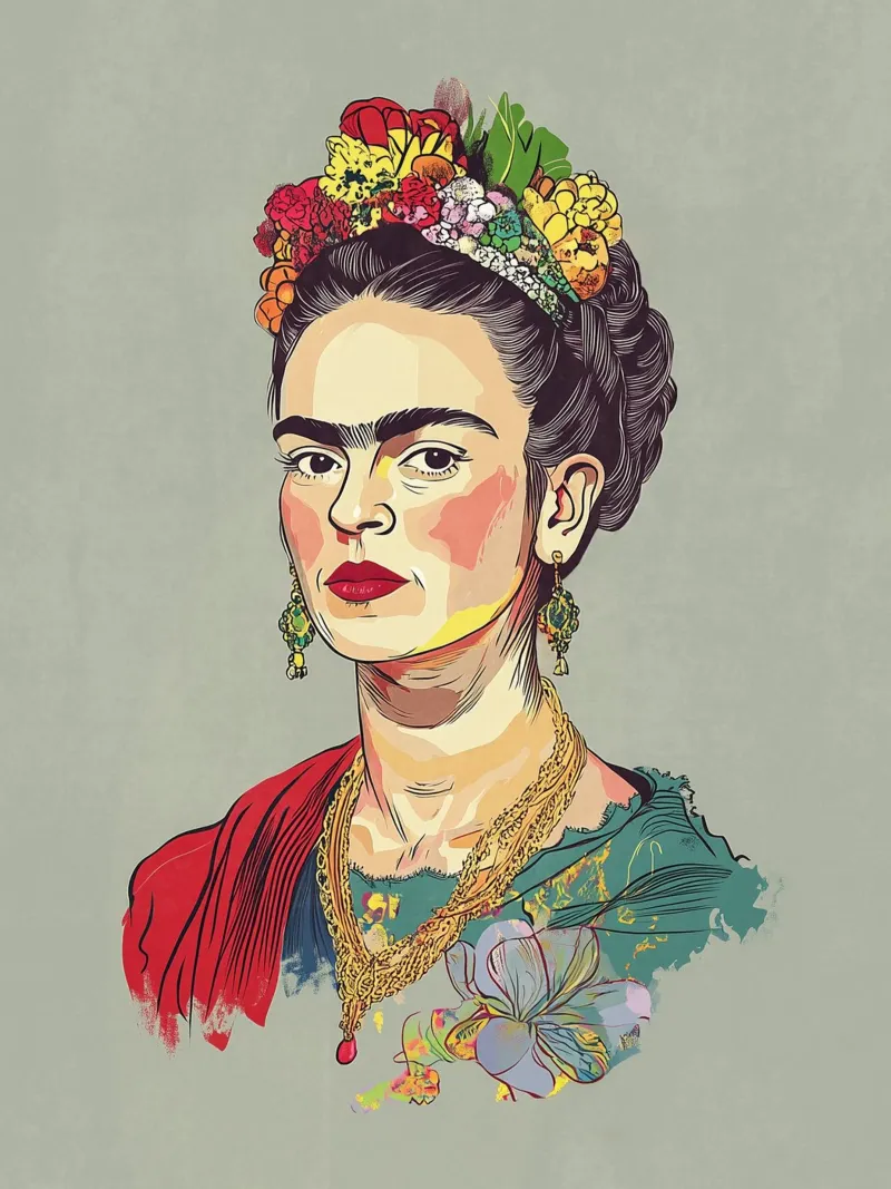 Frida Creatività femminile poster con telaio in legno da Carinaprint