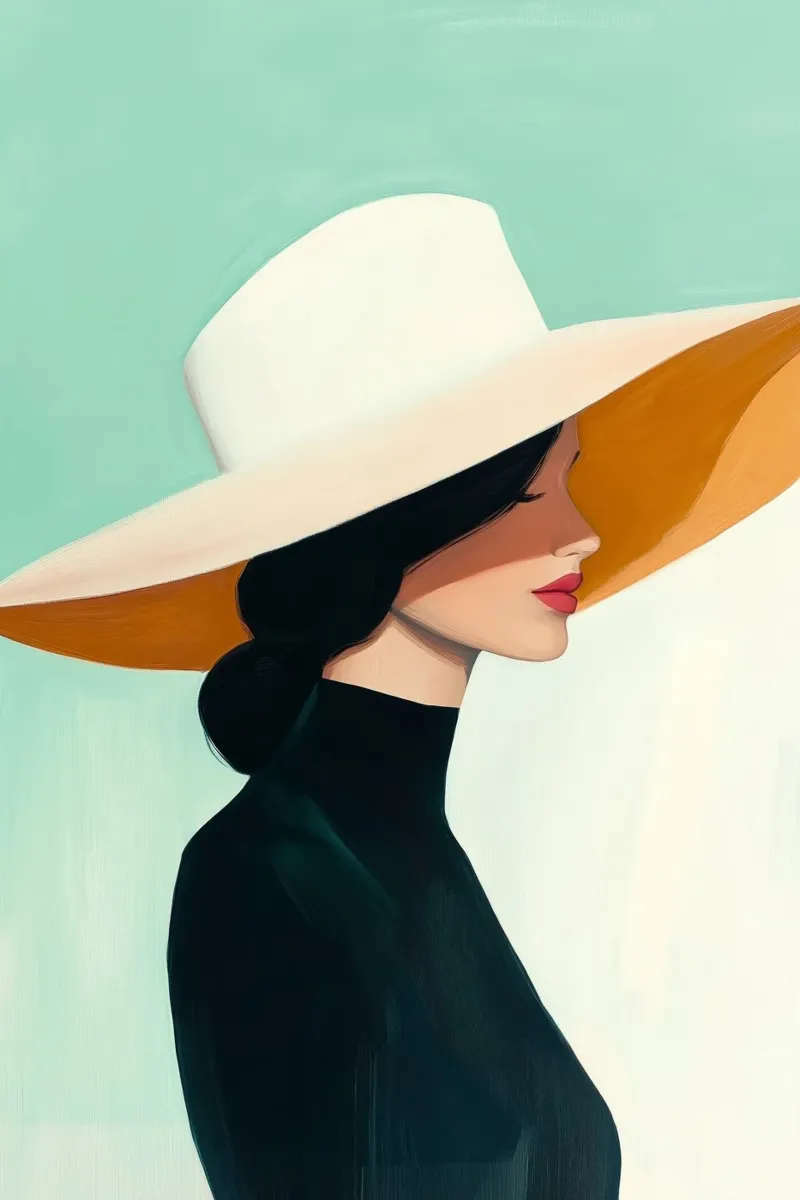 Signora con cappello bianco pellicola backlit da Melloi Art Print