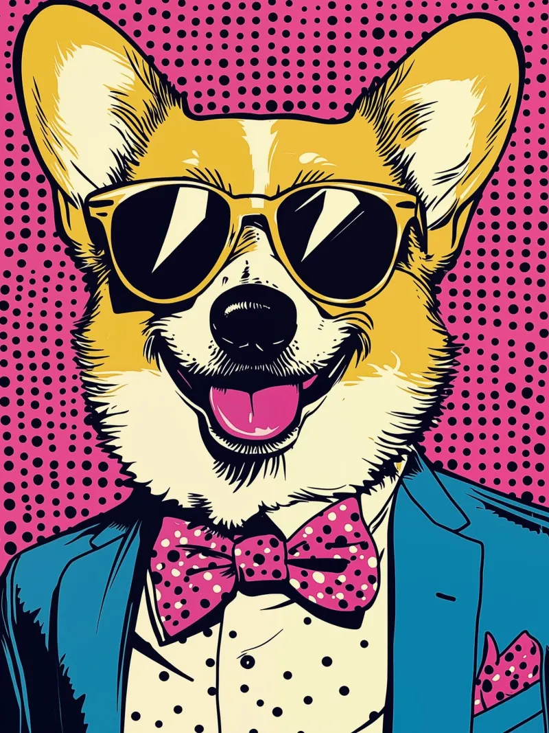 Corgi Boss Retro-Glamour Pop Art carta hahnemühle da Autofocus