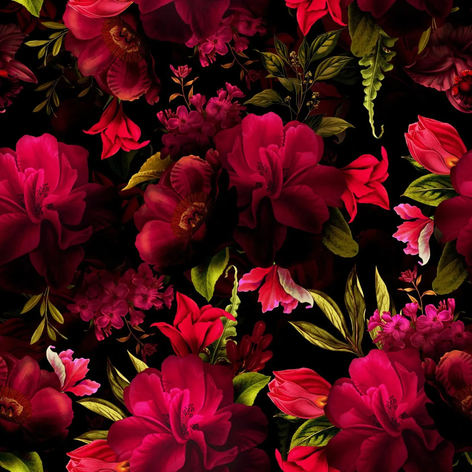 Scuro Moody Borgogna Midnight Vintage Fiori Giardino pellicola backlit da Flower Garden - Uta Naumann