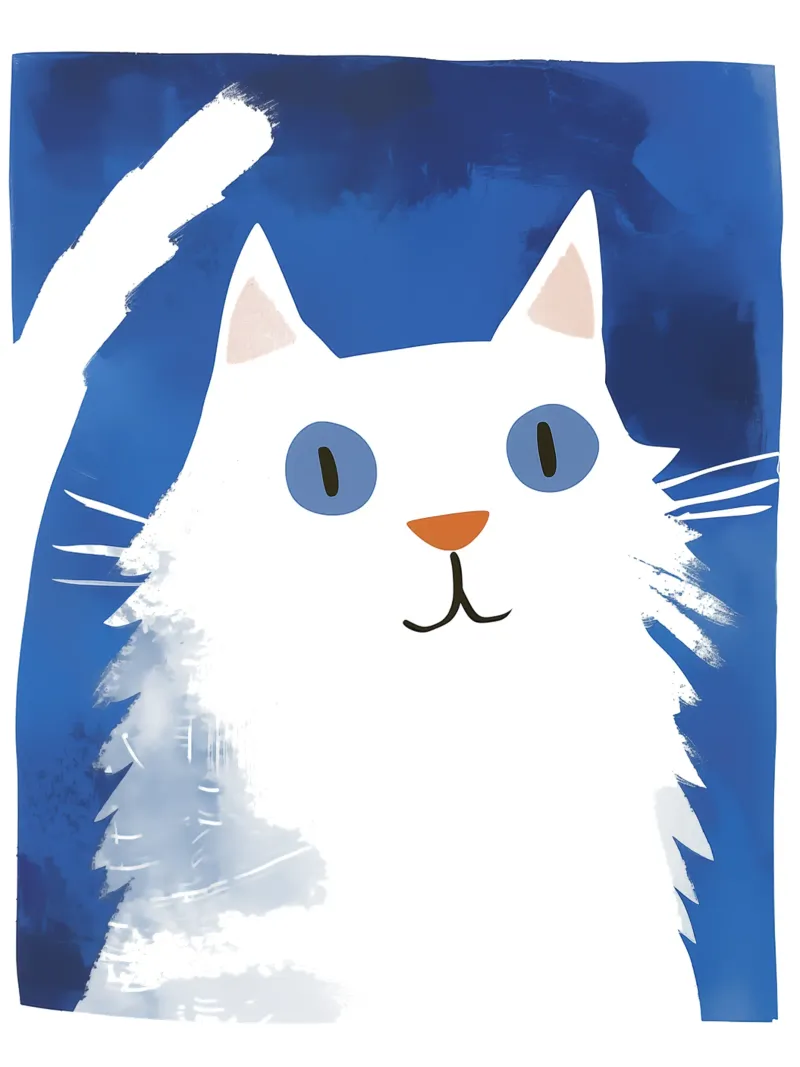 Simpatico gatto bianco per bambini carta hahnemühle da Autofocus