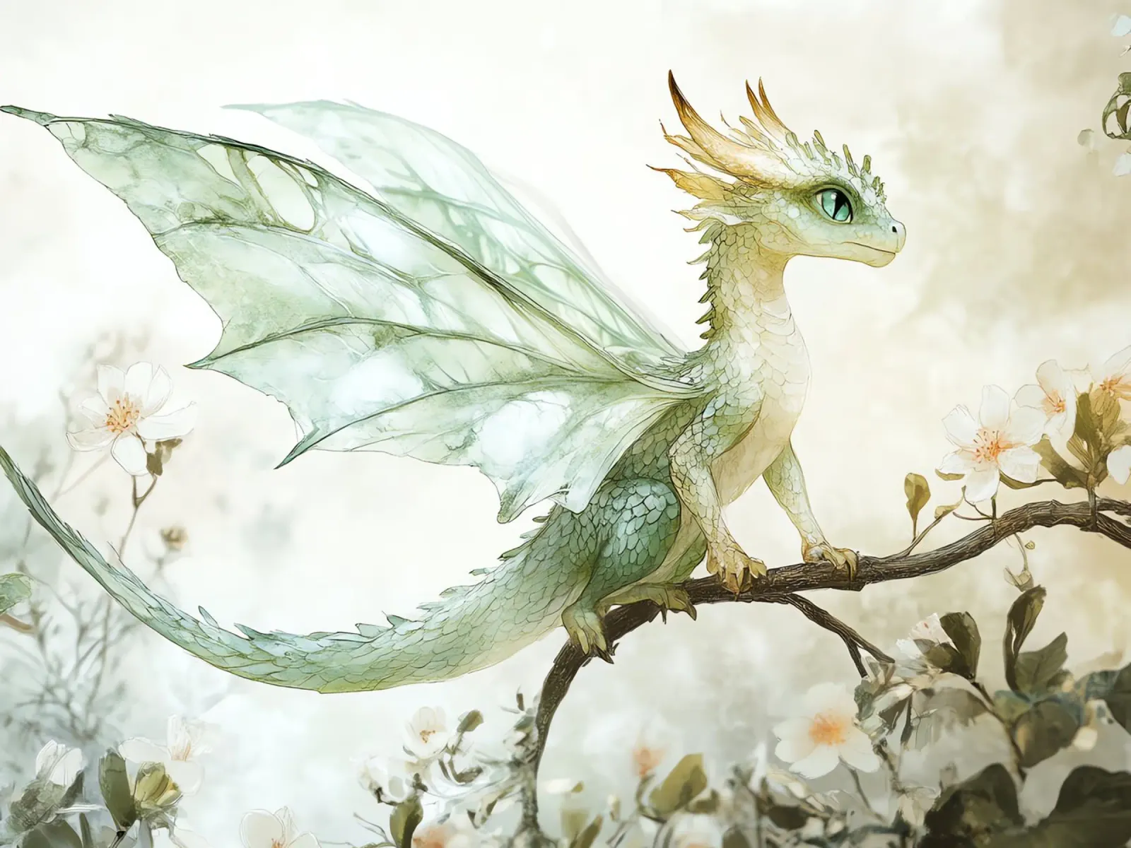 Emerald Dragon: Guardian of nature hahnemühle by Théïa's Fantasia World