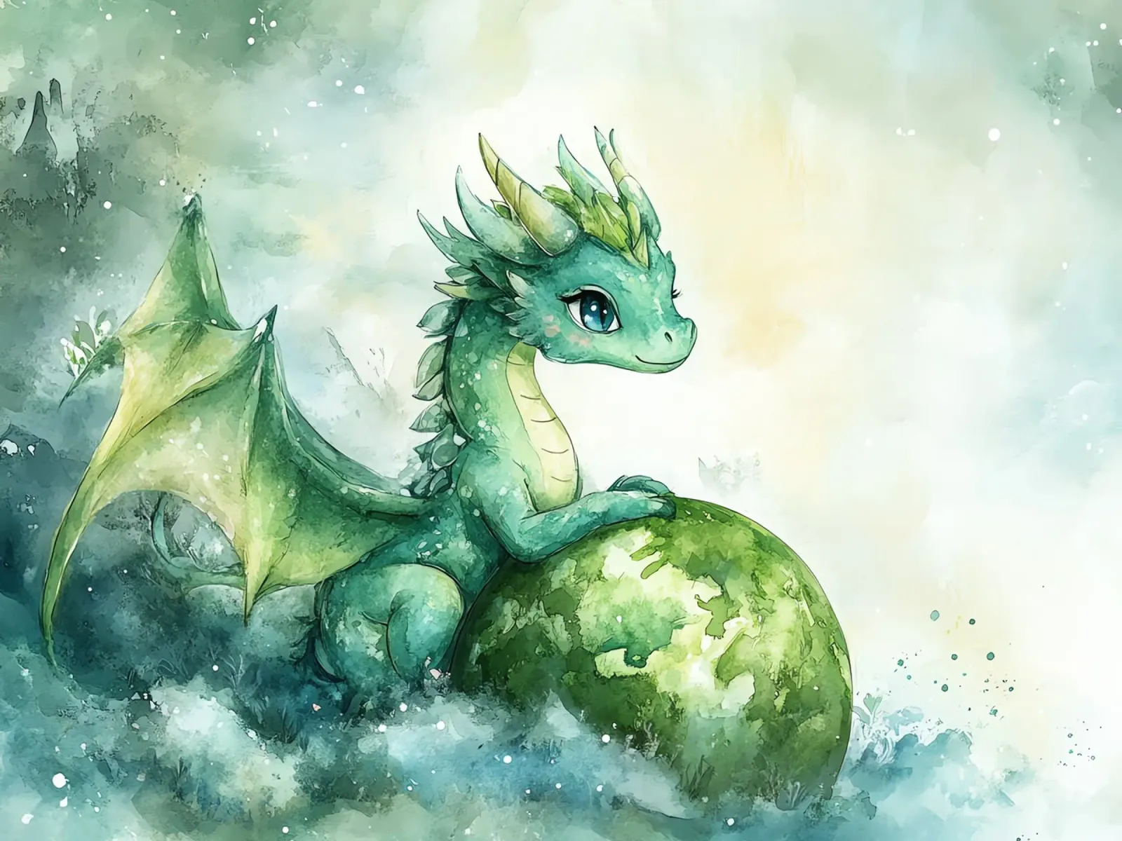 Smaragddrache: Hüter der Natur Hahnemühle von Théïa's Fantasia World