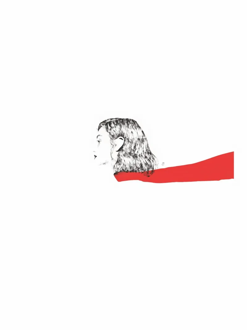 Untitled (Red Scarf) poster con telaio in alluminio da Manuel Rebollo