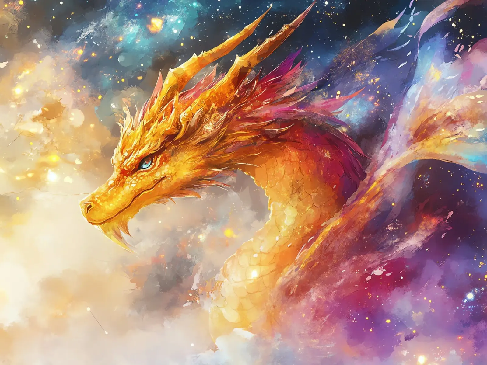 Cosmic Dragon: Guardian of the Stars hahnemühle by Théïa's Fantasia World