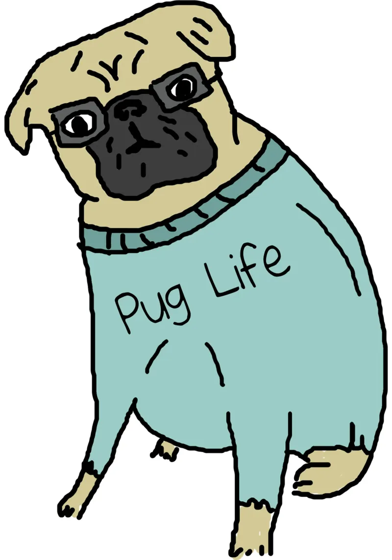 Pug Life Doodle poster with aluminum frame by IndigoBird