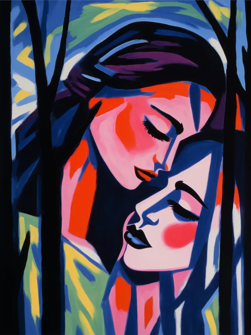 Baci e lacrime | Pittura espressionista carta hahnemühle da Autofocus