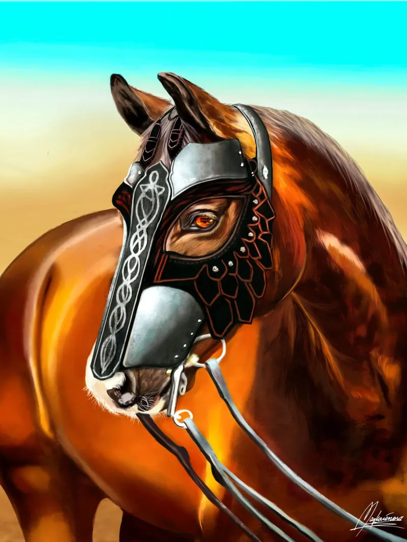Il grande cavallo di Saladino poster con telaio in legno da Mayka ienova