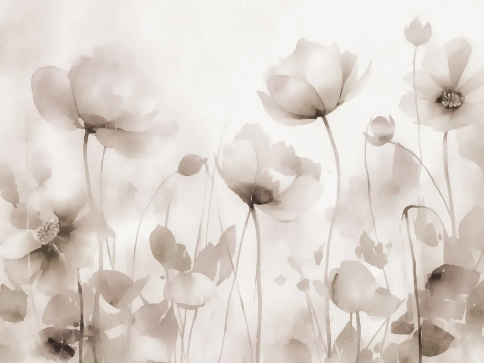 Prato etereo Fiori acquerellati Beige neutro plexiglass da Andrea Haase Floral Passion