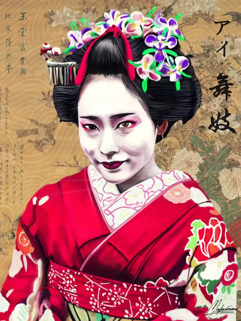 Ai Geisha Ukiyoe poster with plastic frame by Mayka ienova