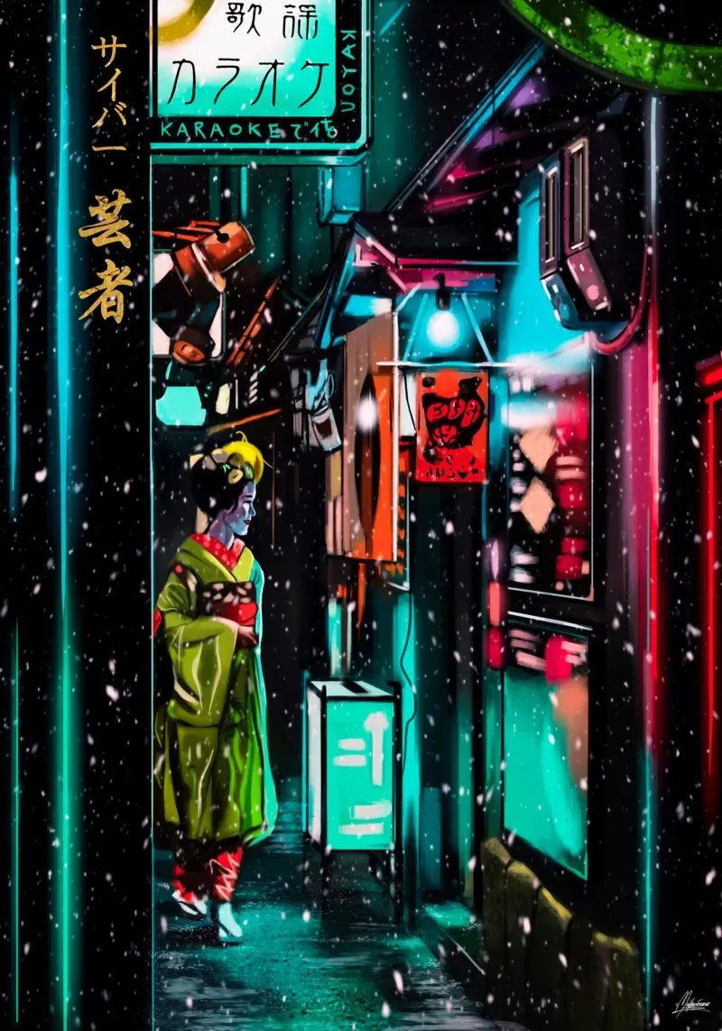Cyber geisha alluminio dibond da Mayka ienova