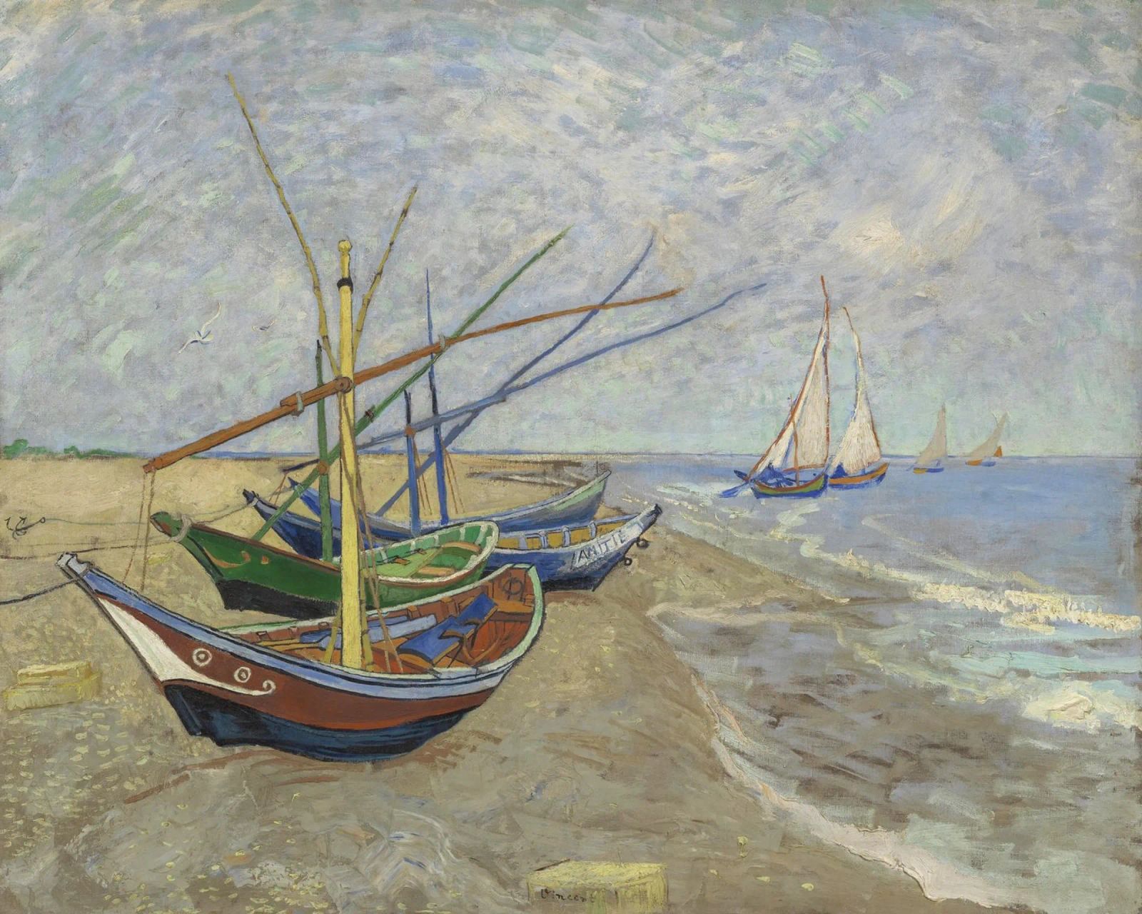 Van Gogh - Boote a Les Saintes poster da Carinaprint