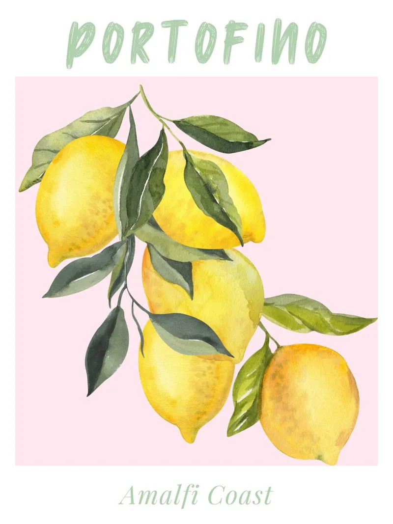 Positano Zitrone Italien Illustration Hahnemühle von Bella Studio