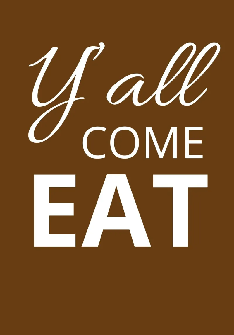 Y'all Come Eat poster con telaio in alluminio da ramosashop
