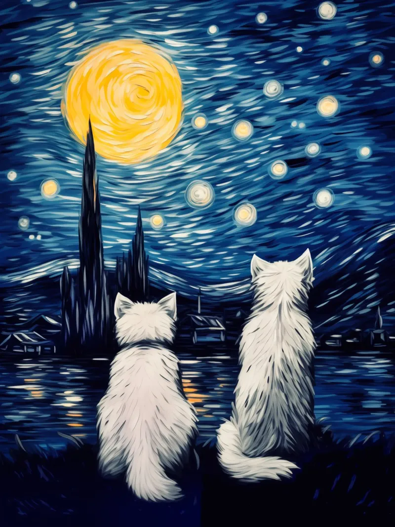 Notte stellata | Due gatti in una notte stellata pellicola backlit da Autofocus
