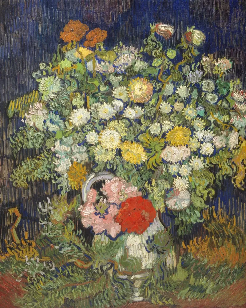 bouquet van Gogh con vaso poster con telaio in plastica da Carinaprint