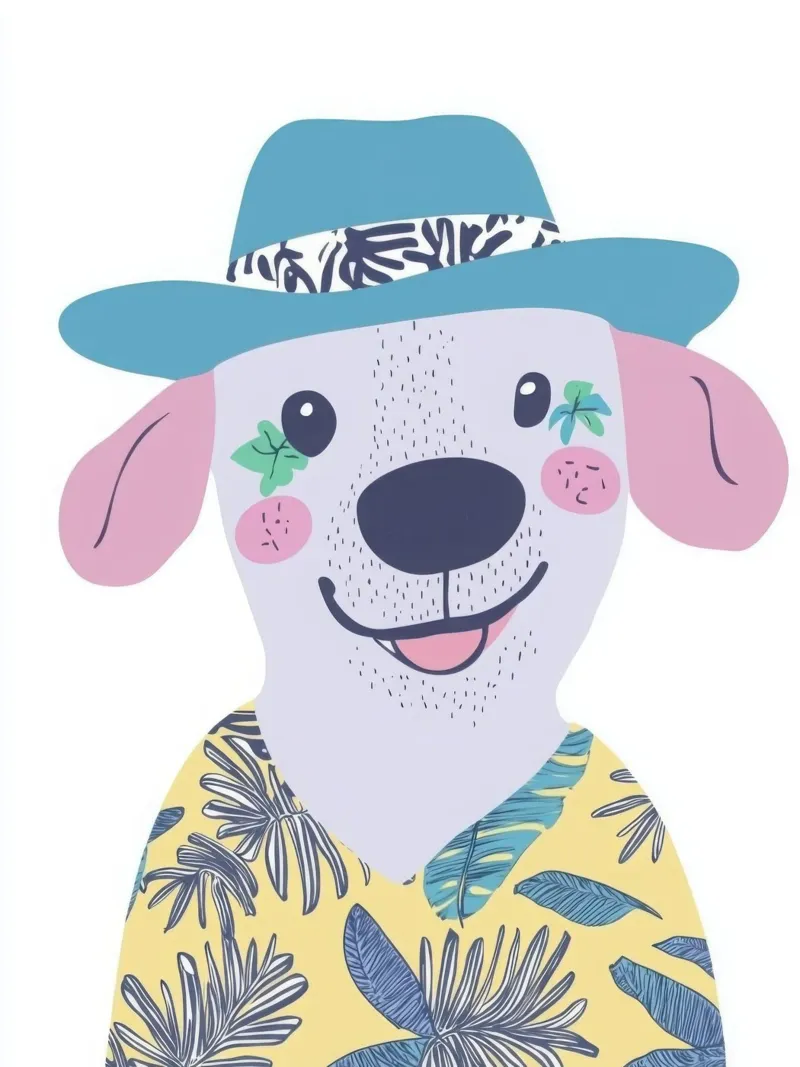 Le Chien Hawaïen Souriant poster avec cadre en plastique de So Cute Land - Affiches et posters