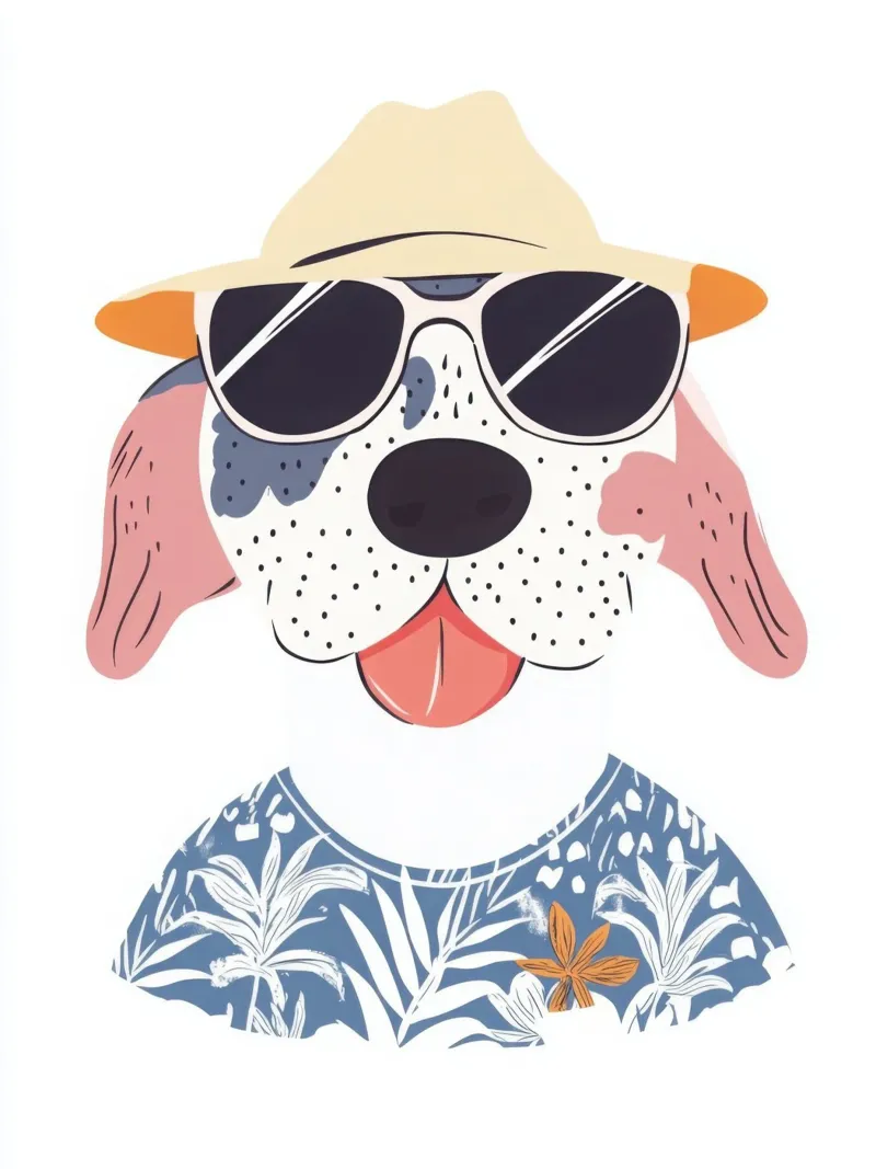 Il cane figo in vacanza pellicola backlit da So Cute Land - Affiches et posters