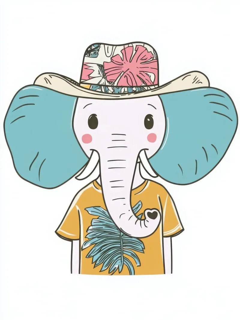L'Éléphant Vacancier poster con telaio in legno da So Cute Land - Affiches et posters