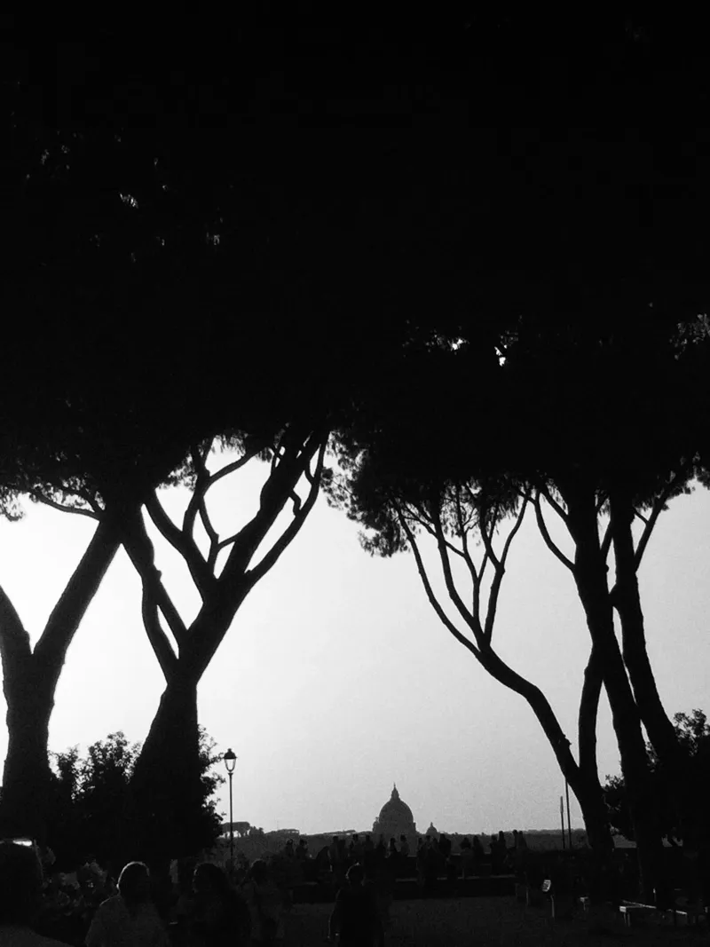 Vue de la basilique Saint-Pierre à Rome - Photographie en noir et blanc plexiglas de Lisa Jureczko Arts Illustration