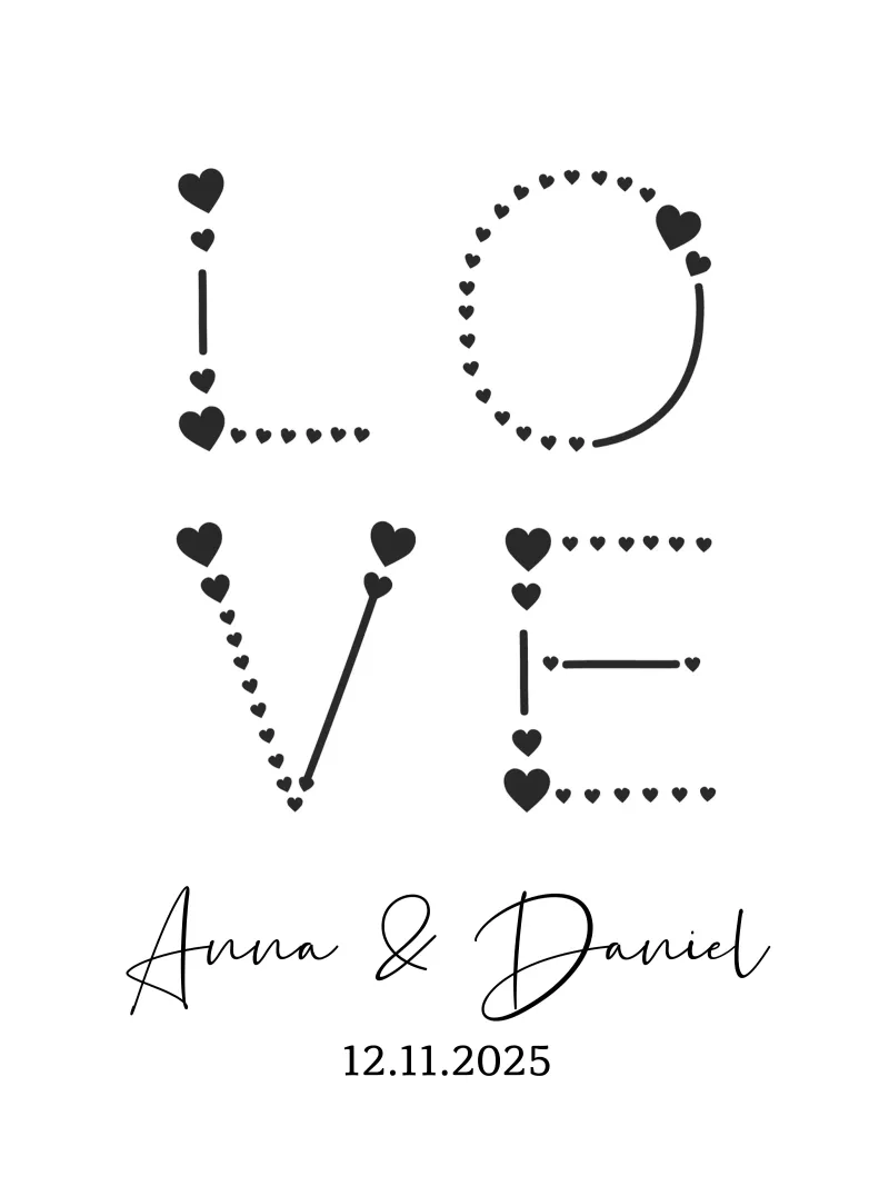 Love Typography Custom Name Gift for Couples poster with aluminum frame by Shark Printables