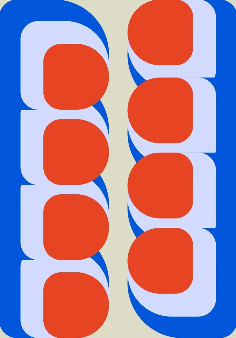 Abstract Bauhaus Retro Circles Illustration I poster by Lisa Jureczko Arts Illustration