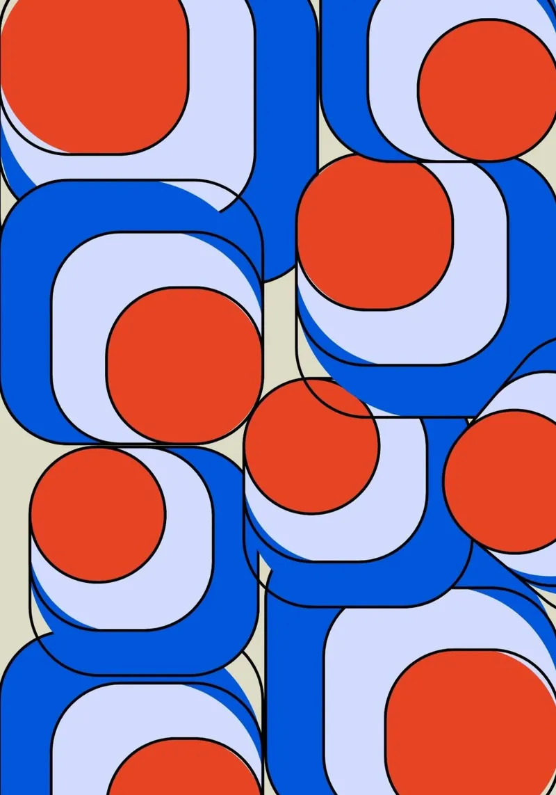 Abstract Asymmetrisch Bauhaus Retro Ontwerp Illustratie II hahnemühle van Lisa Jureczko Arts Illustration
