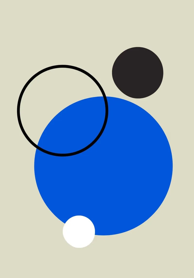 Abstract ontwerp van cirkels in blauw, wit en zwart canvas van Lisa Jureczko Arts Illustration