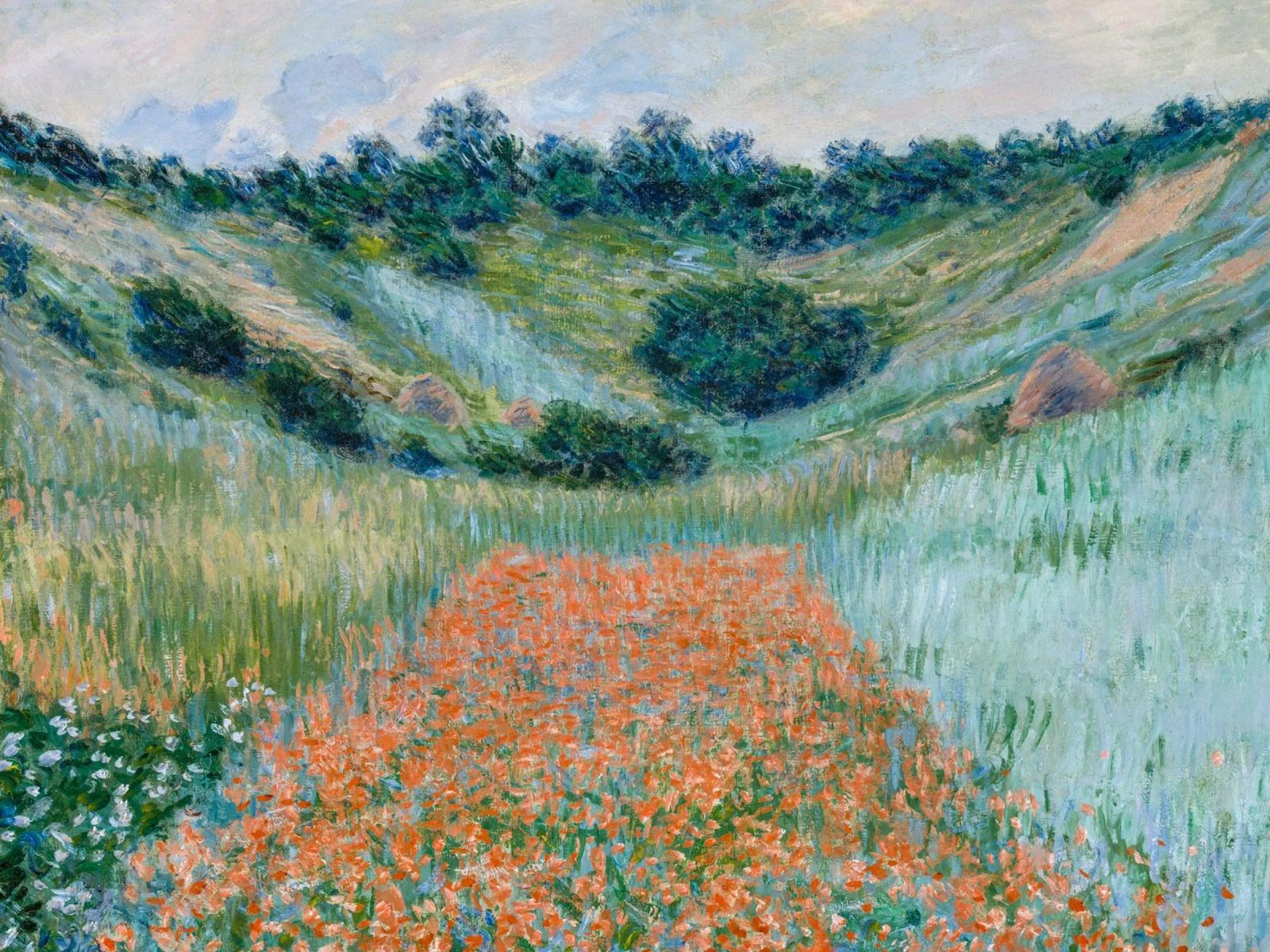 Claude Monet - Mohnfeld bei Giverny Poster von Carinaprint
