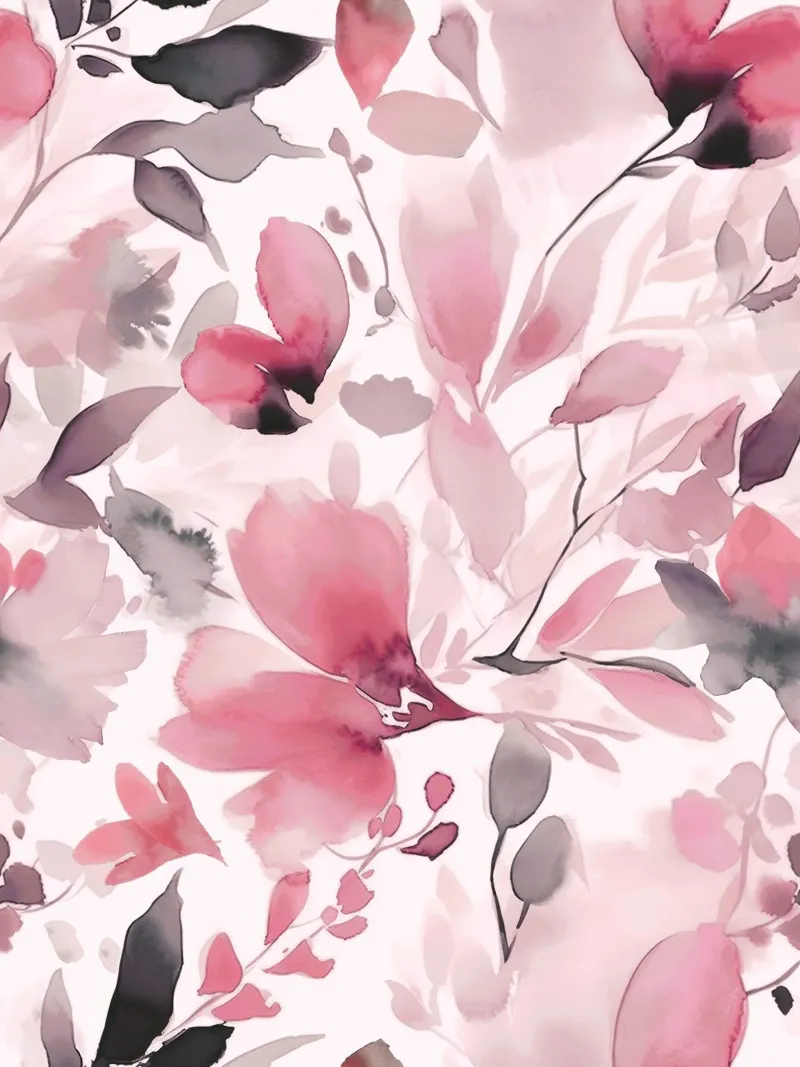 Pastel Pink Loose Abstract Watercolor Flowers alu-dibond by Andrea Haase Floral Passion