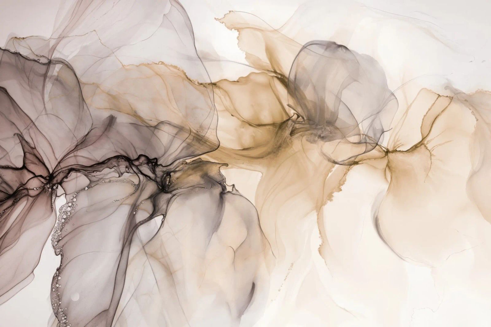 Slow Motion Floating Ink Beige Brown canvas by Andrea Haase Modern Home
