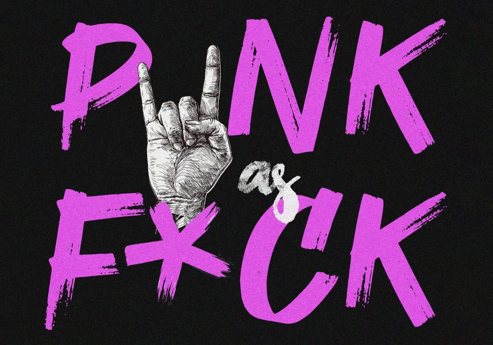 PUNK as F*CK illustrazione slogan scritta nera e rosa pellicola backlit da Lisa Jureczko Arts Illustration