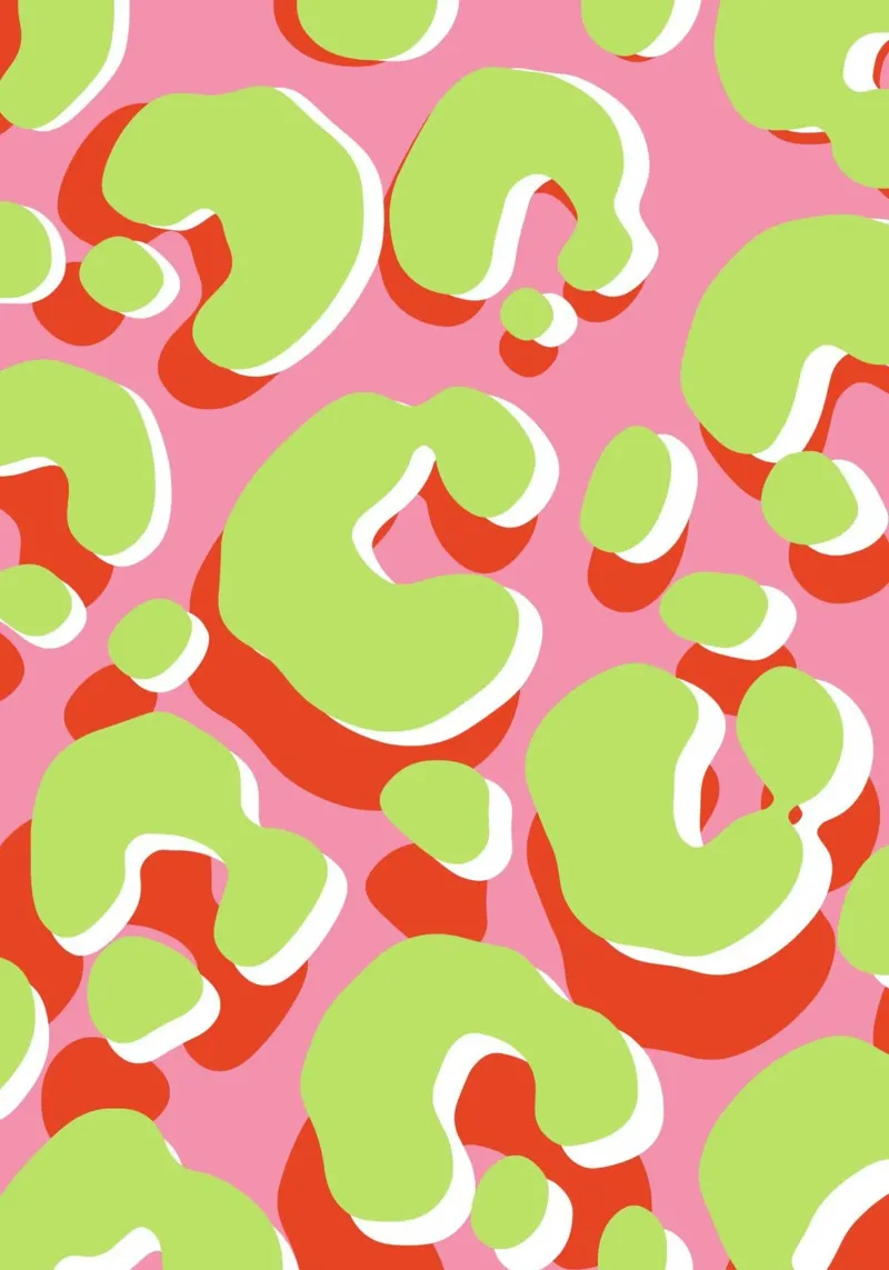 Luipaardlook met dierenprint in groen, rood en roze poster met houten frame van Lisa Jureczko Arts Illustration