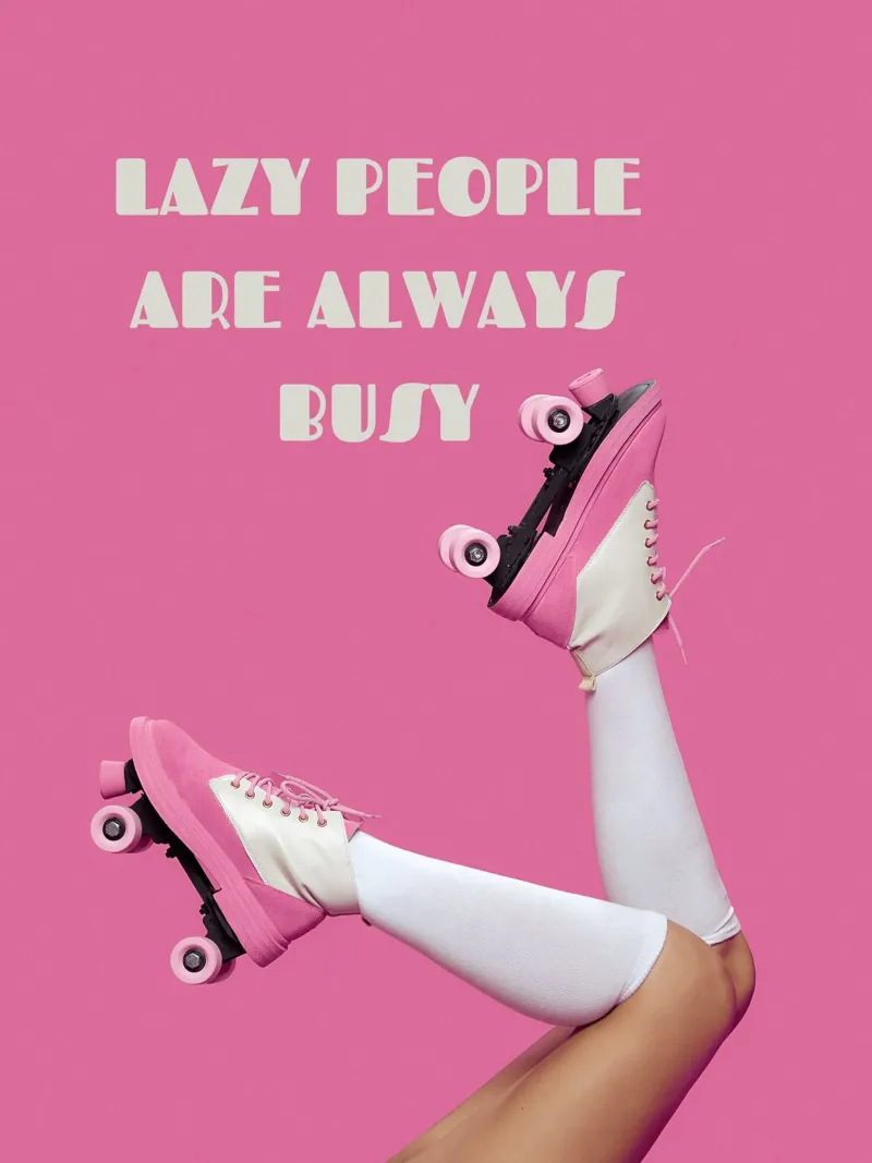 LAZY PEOPLE ARE ALWAYS BUSY canvas with Floater frame by ArtDesign by KBK