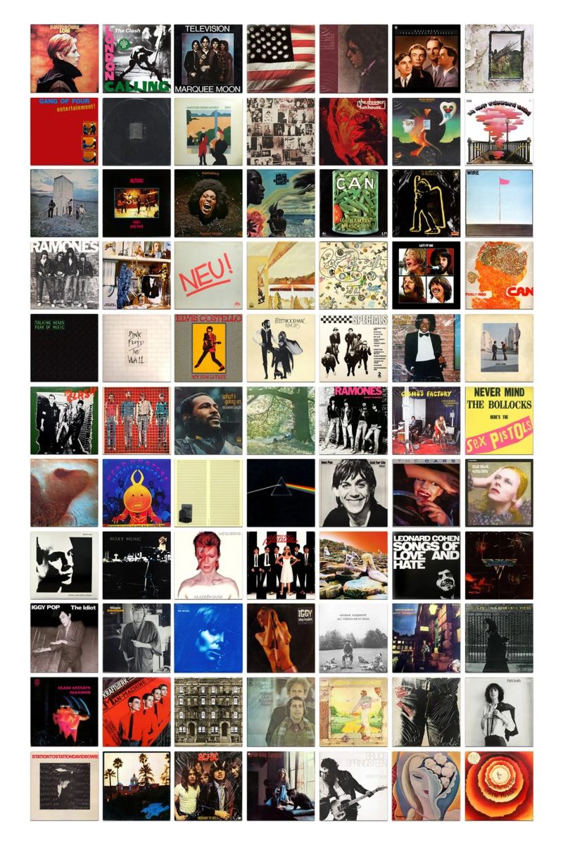 Greatest Albums of the 1970s - Best '70s Music Vinyl Print Poster von MrMustardPrints