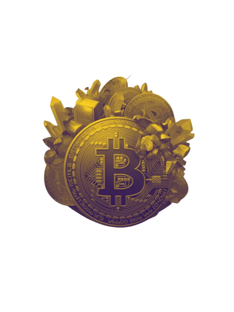 BTC... come una montagna d'oro poster con telaio in alluminio da Crypto_Jungle