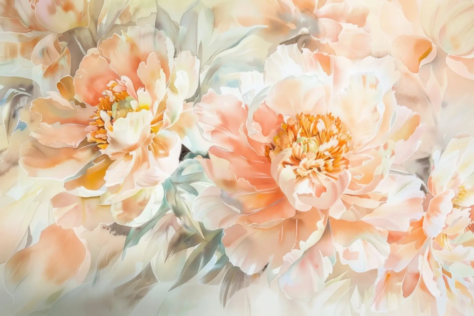 Peach Soft Velvet Peonie Spring Garden pellicola backlit da Flower Garden - Uta Naumann