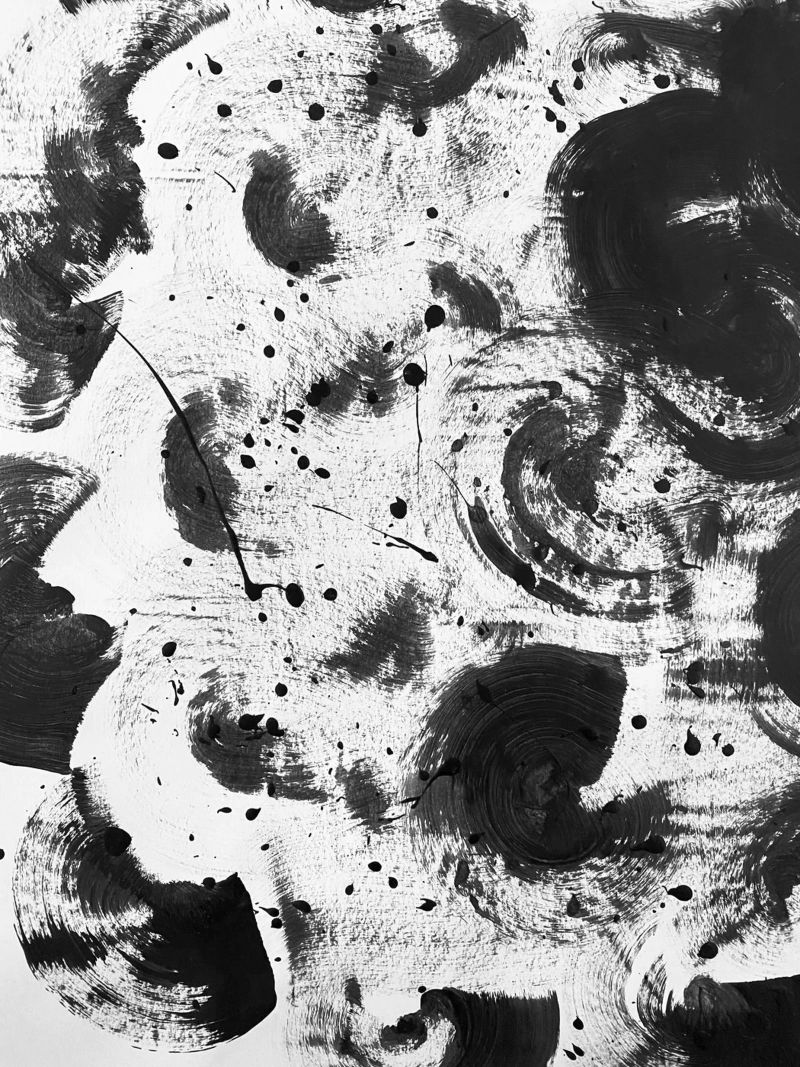 Schwarze Farbspritzer auf weißem Hintergrund III Poster von Lisa Jureczko Arts Illustration