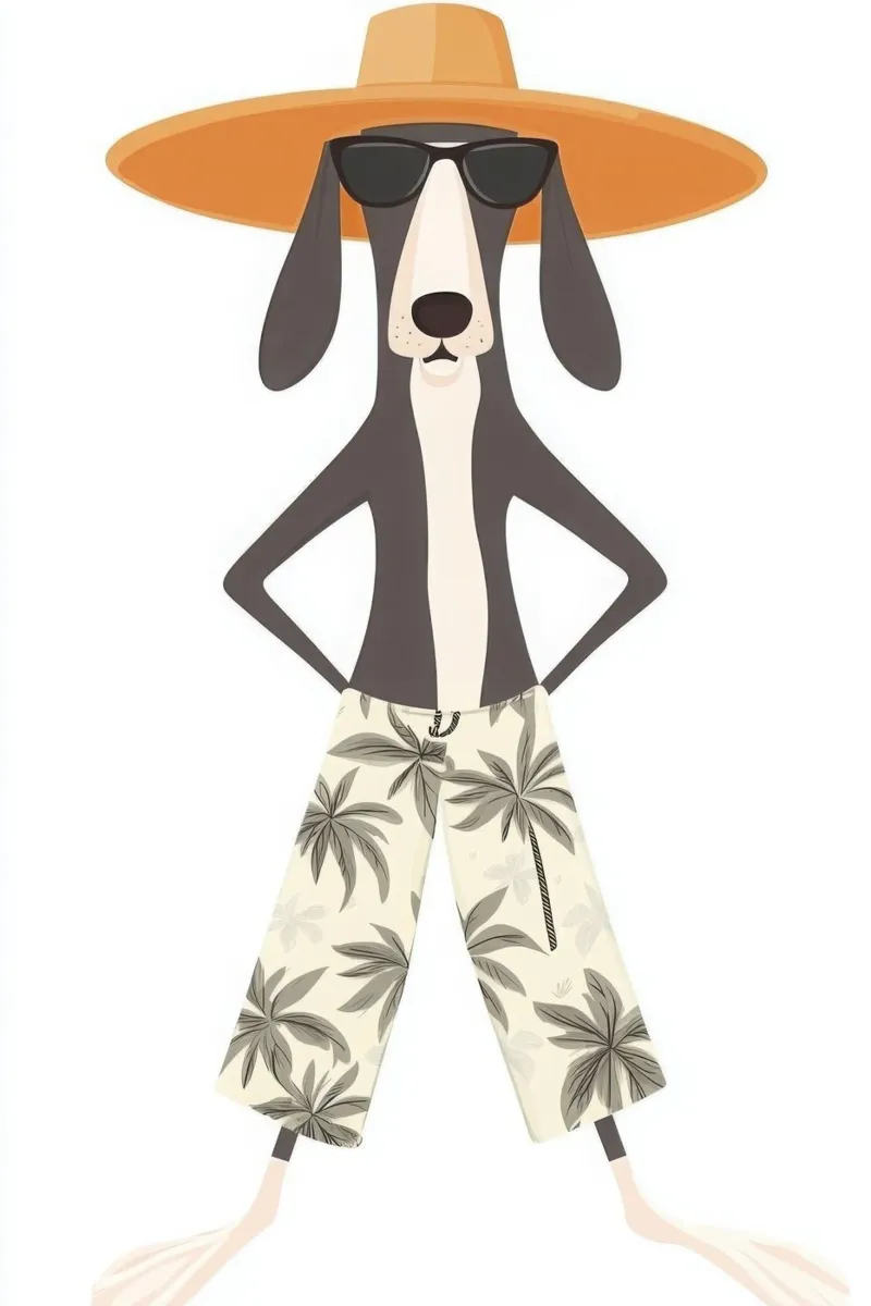 The Elegant Dog on Holiday acrylic glass by So Cute Land - Affiches et posters