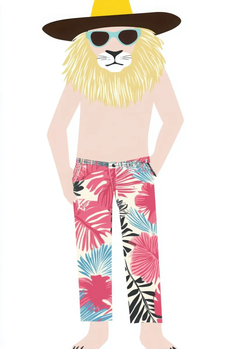 The Lion Fashionista at the Beach poster with aluminum frame by So Cute Land - Affiches et posters