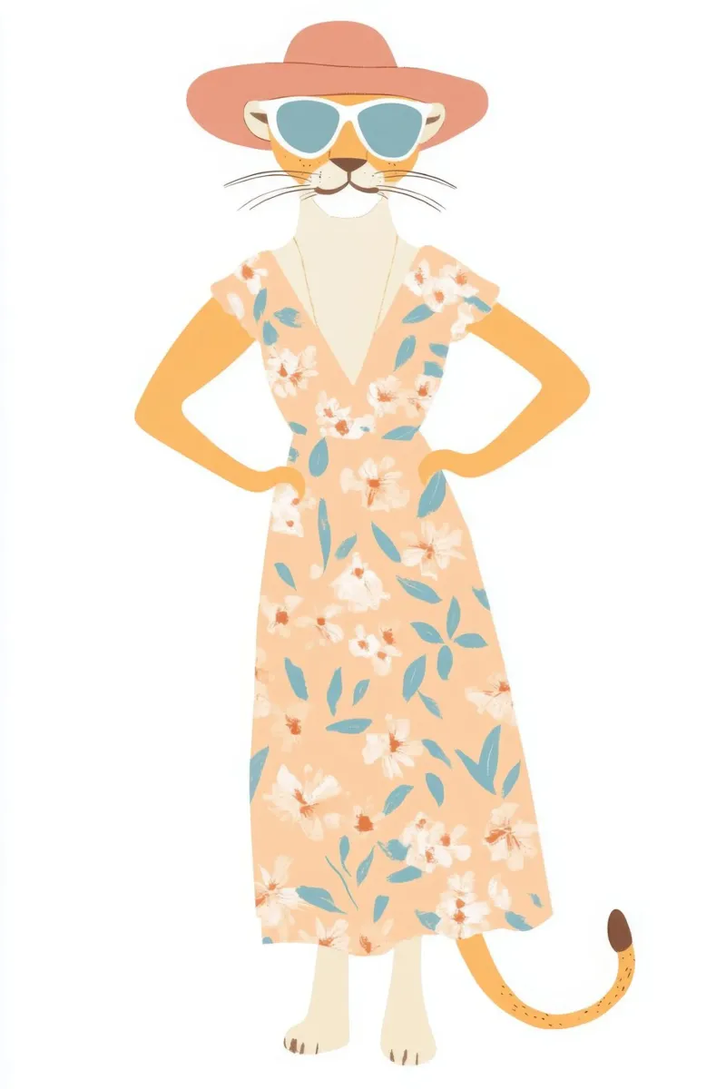 The Sophisticated Lioness in a Summer Dress acrylic glass by So Cute Land - Affiches et posters