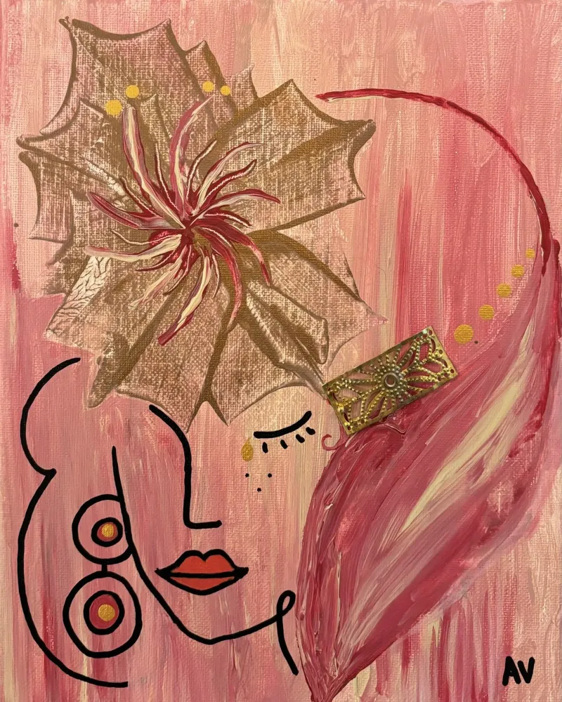 Guerrière rose poster with plastic frame by Aliciavgz