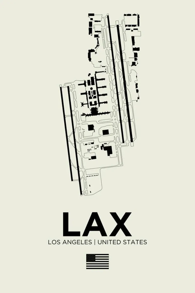 LAX Airport Los Angeles canvas met Baklijst van 08left