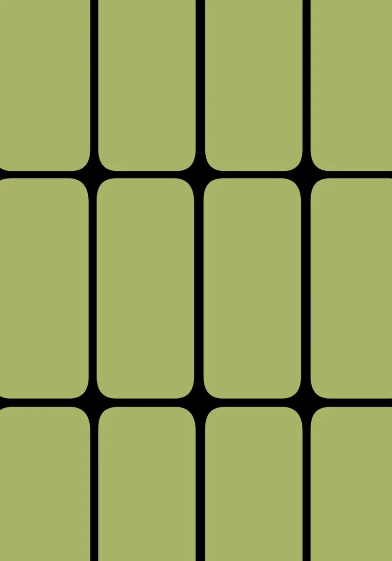 Design geometrico verde oliva di ispirazione anni '70 poster con telaio in alluminio da Lisa Jureczko Arts Illustration
