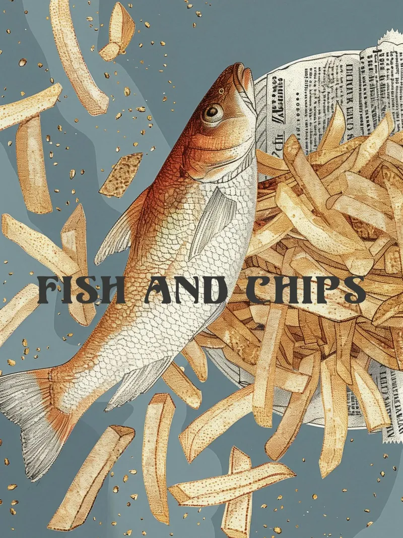 Fish & Chips retrò plexiglass da Carinaprint