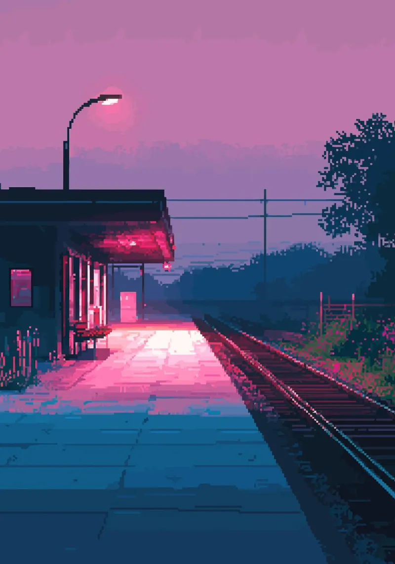 Pixel Art Train Station poster by Dreamyart
