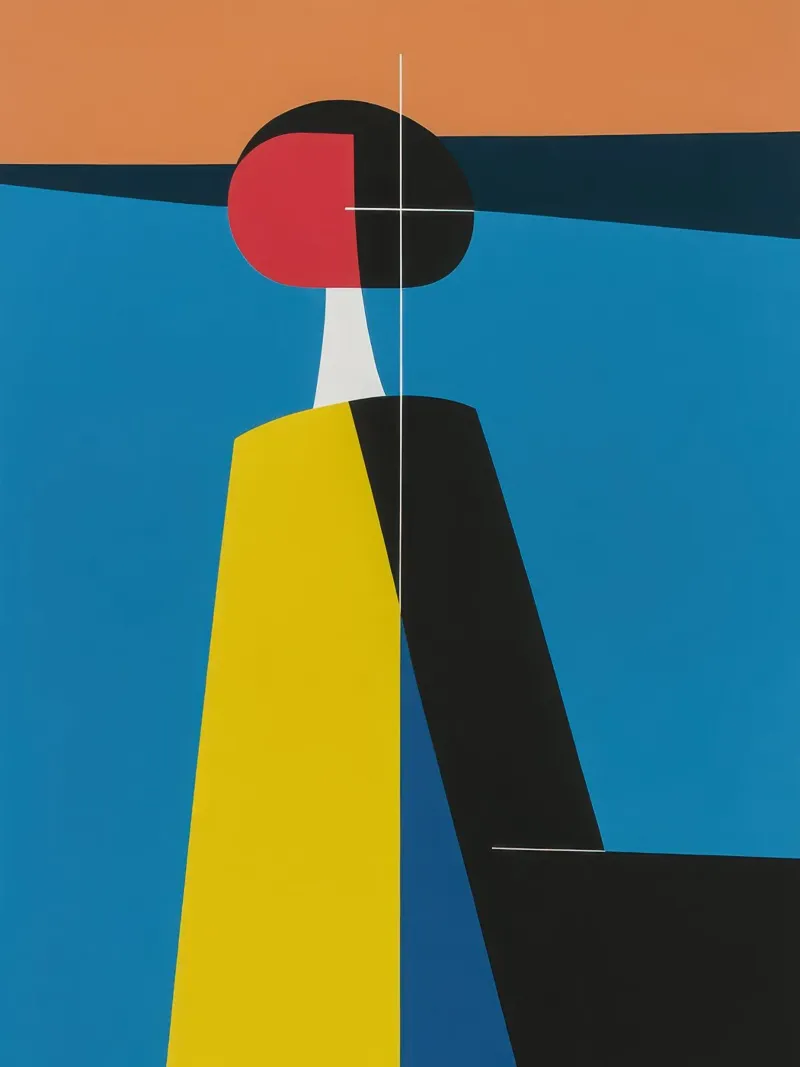 Silhouette astratta al tramonto poster con telaio in alluminio da Geometric