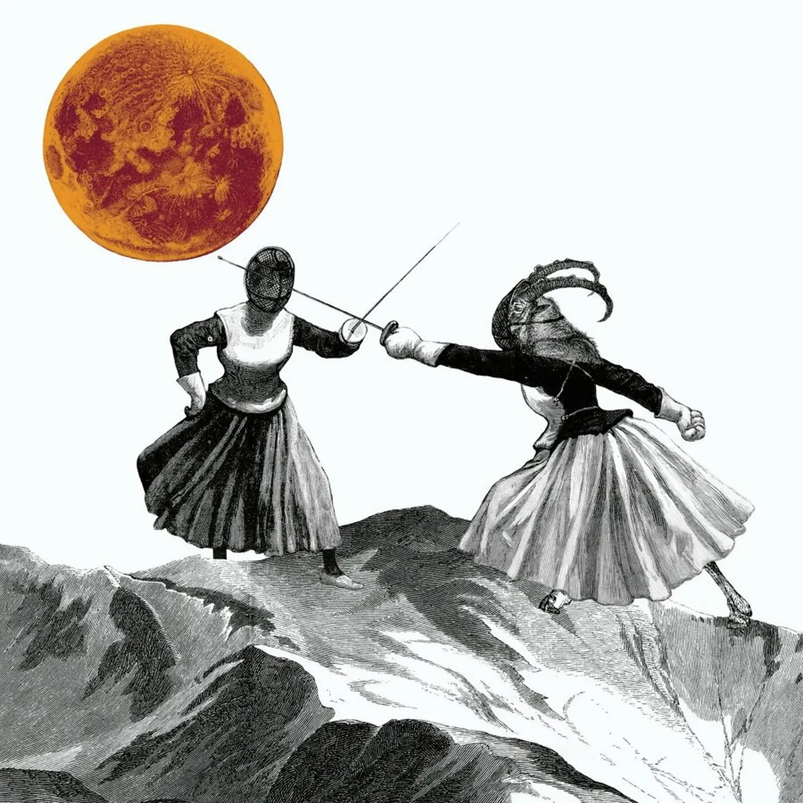 Moon Fencers poster con telaio in alluminio da The Gently Unfurling Sneak